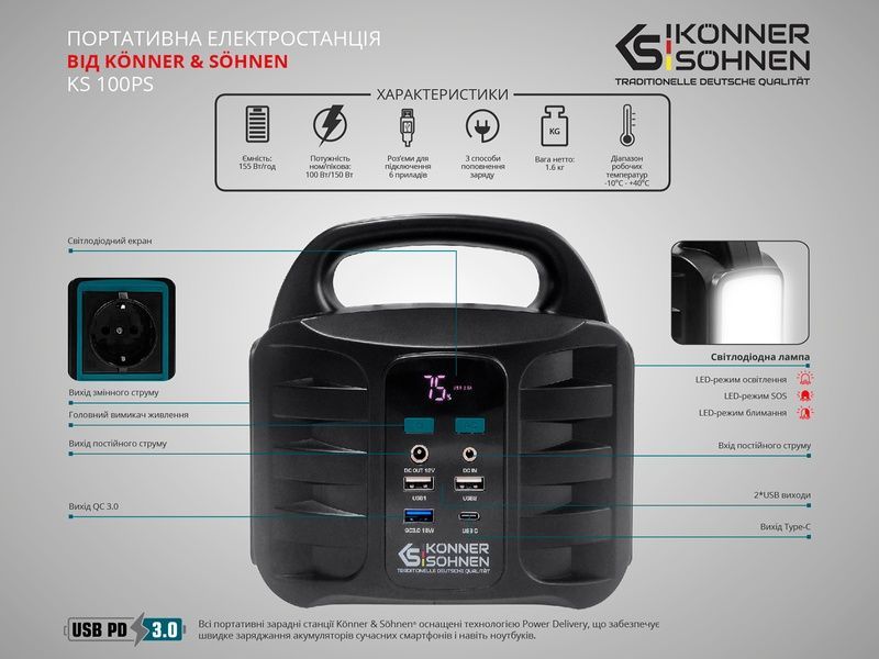 Портативная зарядная станция KS 100PS 725593 фото