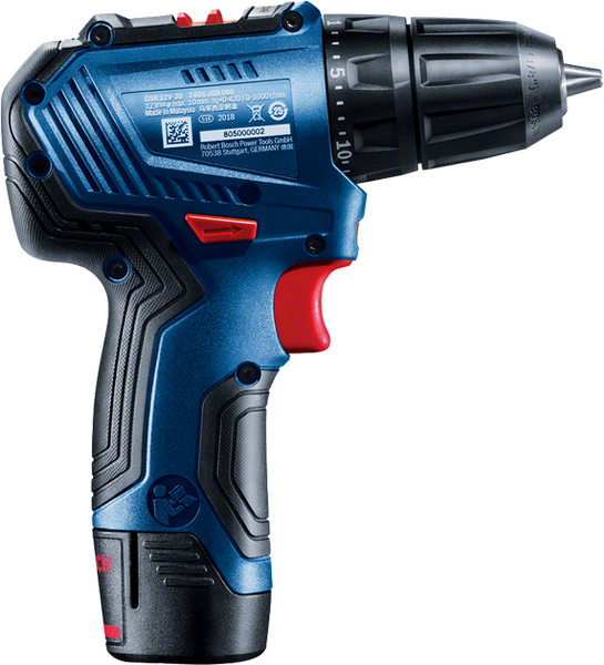 Бесщеточный шуруповерт Bosch Professional GSR 12V-30 в чемодане с 2 акб GBA 12V 2 Ah и з/у GAL (06019G9000) 726379 фото