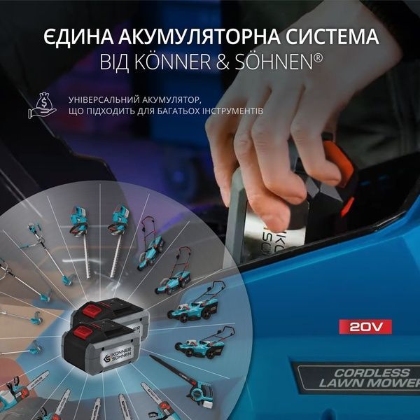 Газонокосарка акумуляторна Konner&Sohnen KS 33LM-20V set 731012 фото