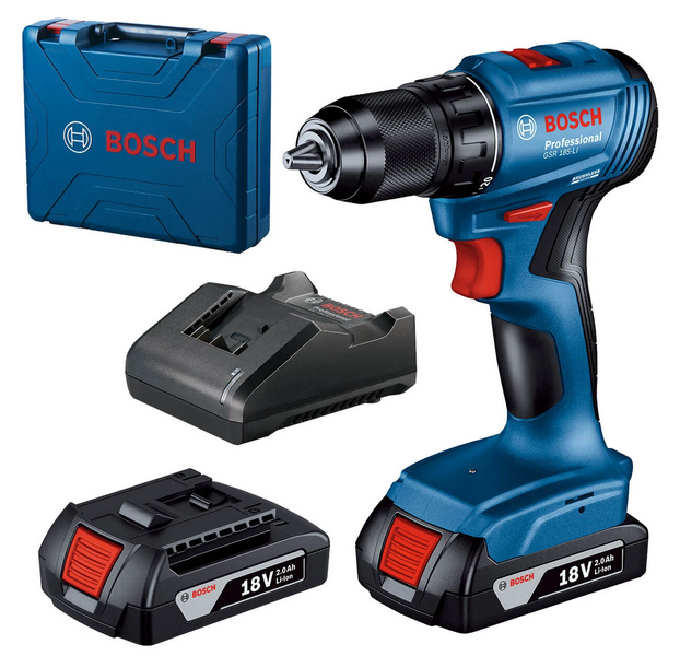 Аккумуляторная ударная дрель-шуруповерт Bosch Professional GSB 185-LI с 2 акб GBA 18V 2.0Ah з/у (06019K3100) 726192 фото