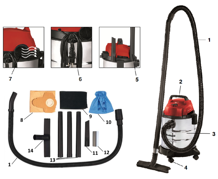 Пилосос Einhell TC-VC 1812 S (2342370) 726062 фото