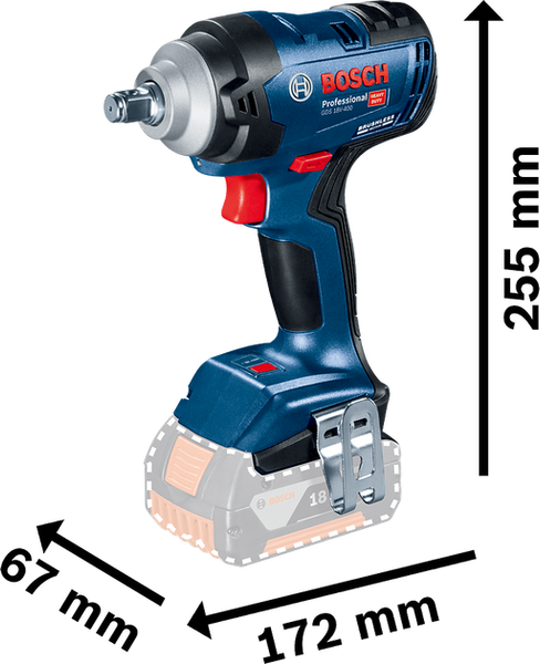 Гайковерт ударный аккумуляторный Bosch Professional GDS 18V-400 с 2 АКБ GBA 18V 5 Ah, З/У (06019K0020) 726393 фото