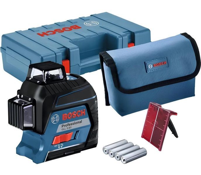 Лінійний лазерний нівелір Bosch Professional GLL 3-80 в кейсі з мішенню та чохлом (0601063S00) 726465 фото