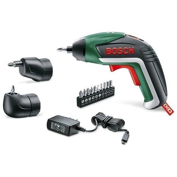 Акумуляторна викрутка Bosch IXO в футлярі з кутовою і ексцентриковою насадками та з/п (06039A8022) 726338 фото
